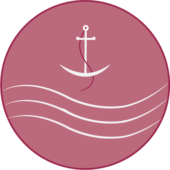 Symbol der Seebestattung, Ein Anker über symbolischen Wellenlinien